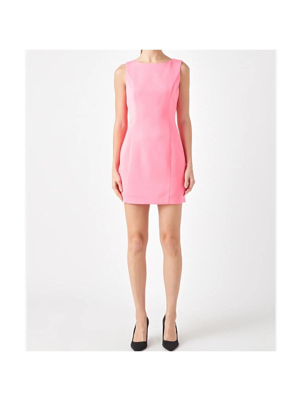 NWT Endless Rose Open Back Bow Tie Mini Dress Hot Pink Size M